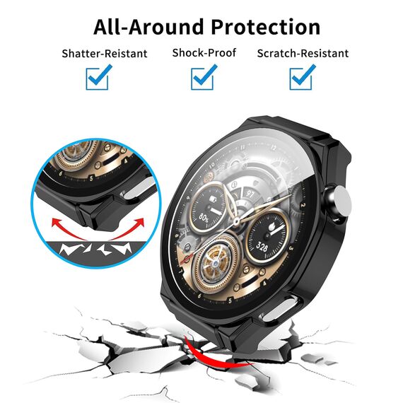 FDHYFGDY Hülle für Honor Watch 5 Ultra Schutzhülle mit Displayschutz, Hard Anti Kratz Ultradünne, Schutzfolie Kompatibel mit Honor Watch 5 Ultra - Schwarz