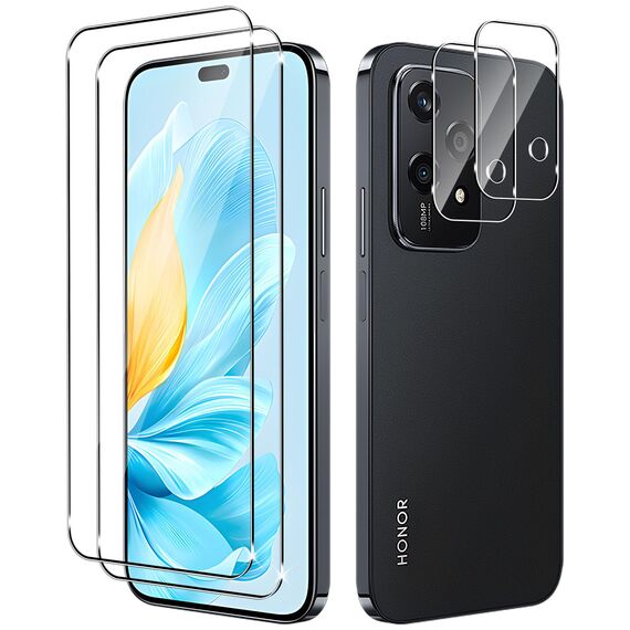 Yenwen für Panzerglas für Honor 200 Lite 5G Schutzfolie, 2 Stück Displayschutz mit 2 Stück Kameraschutz Glas, 9H Härte Schutzglas Handy Folie HD Klar Panzer Schutz Glas