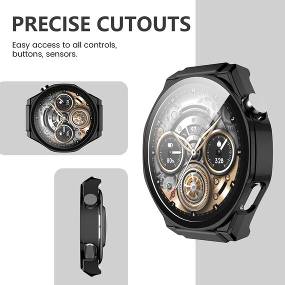 FDHYFGDY Hülle für Honor Watch 5 Ultra Schutzhülle mit Displayschutz, Hard Anti Kratz Ultradünne, Schutzfolie Kompatibel mit Honor Watch 5 Ultra - Schwarz