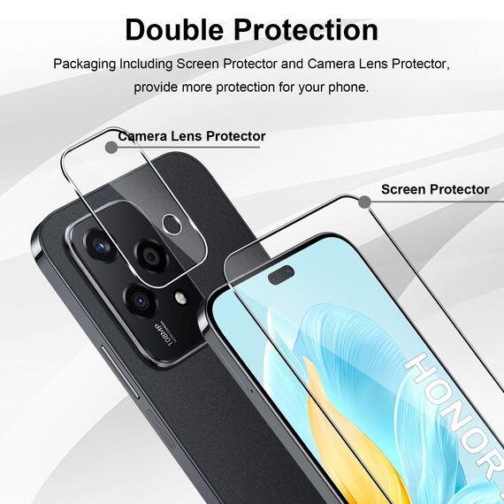 Yenwen für Panzerglas für Honor 200 Lite 5G Schutzfolie, 2 Stück Displayschutz mit 2 Stück Kameraschutz Glas, 9H Härte Schutzglas Handy Folie HD Klar Panzer Schutz Glas