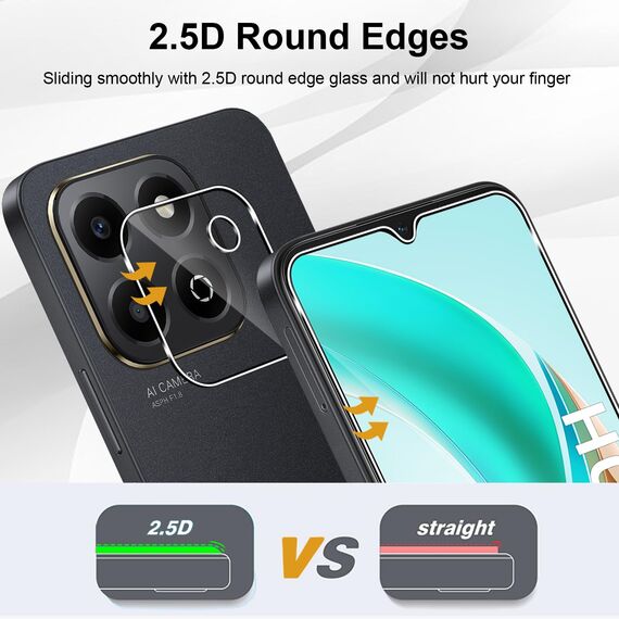 Yenwen Schutzfolie für Honor X6B für Panzerglas, 2 Stück Displayschutz mit 2 Stück Kameraschutz für Honor X6 b, 9H Härte Schutzglas Handy Folie HD Klar Panzer Schutz Glas