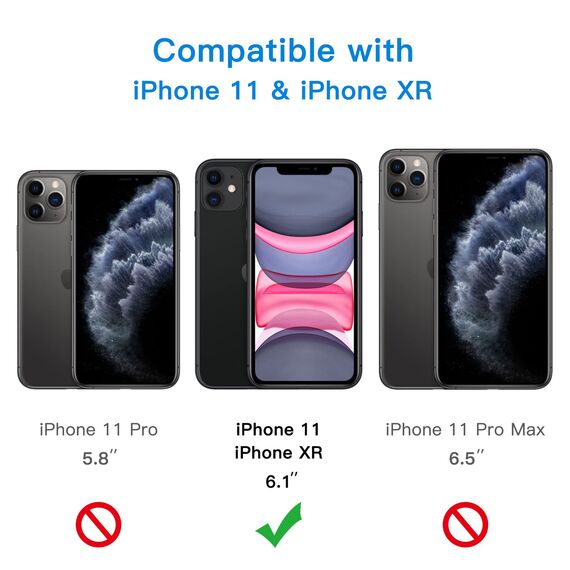 JETech Ein Touch Installieren Schutzfolie für iPhone 11/XR 6,1 Zoll, Full Screen Panzer Schutz Glas Folie Displayschutz, Auto Ausrichtungswerkzeug Bausatz, HD Klar, 2 Stück