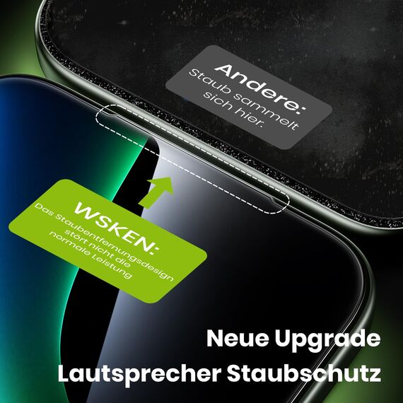 WSKEN für iPhone 17 Pro Max für Panzerglas - [Auto Dust-Elimination] 9H+ Militärisch Displayschutz Schutzfolie,Kratzfest,Bläschenfrei,Anti-Fingerabdruck,Er ist Fast Unsichtbar,Kompatibel mit Hülle