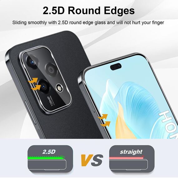 Yenwen für Panzerglas für Honor 200 Lite 5G Schutzfolie, 2 Stück Displayschutz mit 2 Stück Kameraschutz Glas, 9H Härte Schutzglas Handy Folie HD Klar Panzer Schutz Glas