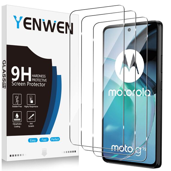 Yenwen Schutzfolie für Motorola Moto G72 Panzer Schutz Glas, 9H Härte Displayschutzfolie, Anti- Kratzer Schutzglas Ultra-klar Glas Folie - 3 Stück