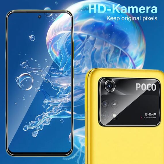 Yenwen Schutzfolie für Xiaomi Poco M4 Pro 4G 6.43” Schutz Glas, 3 Stück Panzer Schutz Glas mit 3 Stück Kameraschutz, 9H Härte Folie Anti- Kratzer Schutzglas HD Klar Displayschutzfolie