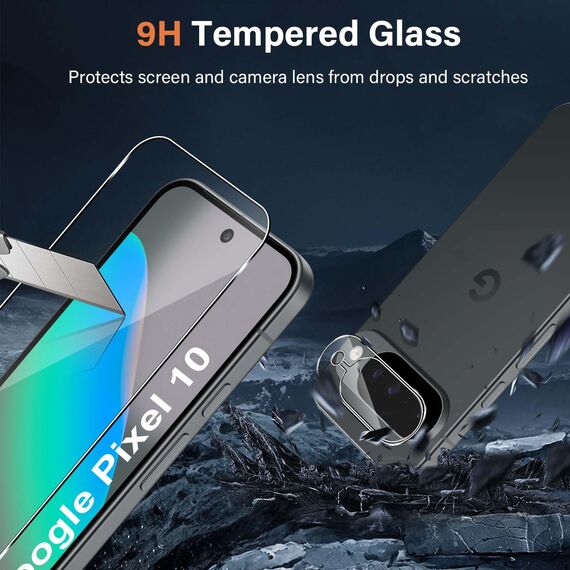 Yenwen Displayschutz für Google Pixel 10 für Panzerglas, 3 Stück 9H Schutzfolie mit 3 Stück Kameraschutz Glas, HD Kratzfest Folie, Displayschuzfolie Screen Protector mit Montagerahmen