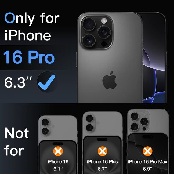 JETech Matt Schutzfolie für iPhone 16 Pro 6,3 Zoll, Blendfreies 9H Gehärtetes Glas Displayschutz, Anti-Fingerabdruck, Glatt Berührung, Einfache Installation, 2 Stück