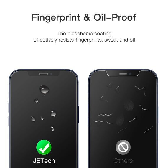 JETech Schutzfolie für iPhone 12/12 Pro 6,1 Zoll, 9H Gehärtetes Glas Displayschutz Hat Keinen Einfluss auf die Hülle, Panzer HD Klar, 3 Stück