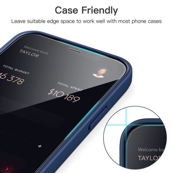 JETech Schutzfolie für iPhone 12/12 Pro 6,1 Zoll, 9H Gehärtetes Glas Displayschutz Hat Keinen Einfluss auf die Hülle, Panzer HD Klar, 3 Stück