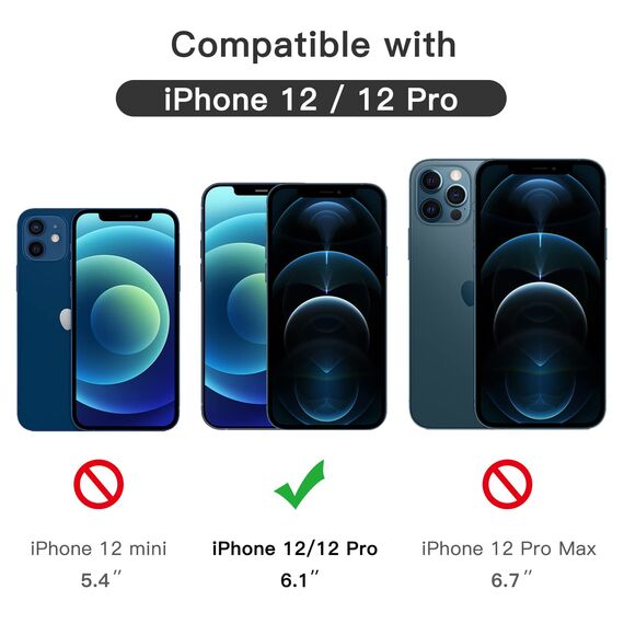 JETech Schutzfolie für iPhone 12/12 Pro 6,1 Zoll, 9H Gehärtetes Glas Displayschutz Hat Keinen Einfluss auf die Hülle, Panzer HD Klar, 3 Stück