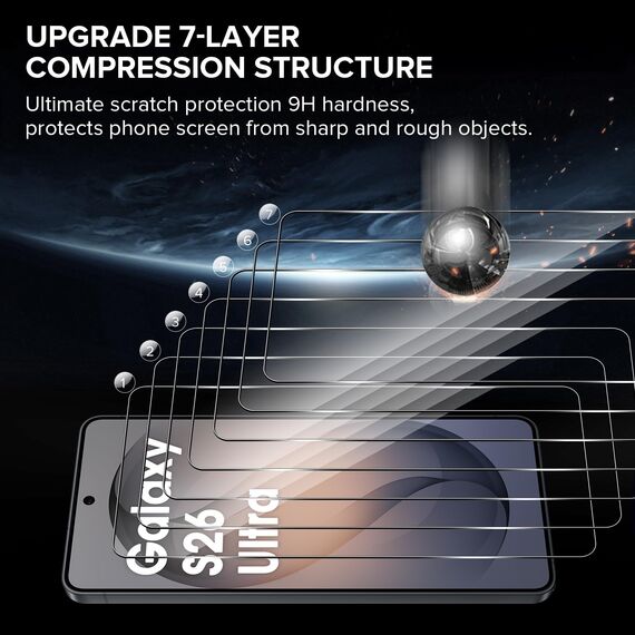 Aerku 2 Stück Schutzfolie für Samsung Galaxy S26 Ultra 5G für Panzerglas, 0.33mm Ultra-Klar Folie, Blasenfreie Auto Montage Displayschutz Schutzglas, 9H Härte Anti-Kratzen Displayschutzfolie