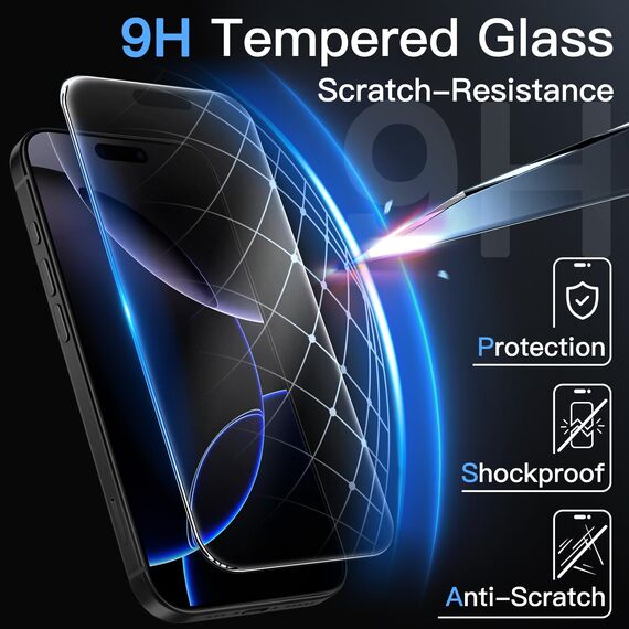 JETech Matt Schutzfolie für iPhone 16 Pro 6,3 Zoll, Blendfreies 9H Gehärtetes Glas Displayschutz, Anti-Fingerabdruck, Glatt Berührung, Einfache Installation, 2 Stück