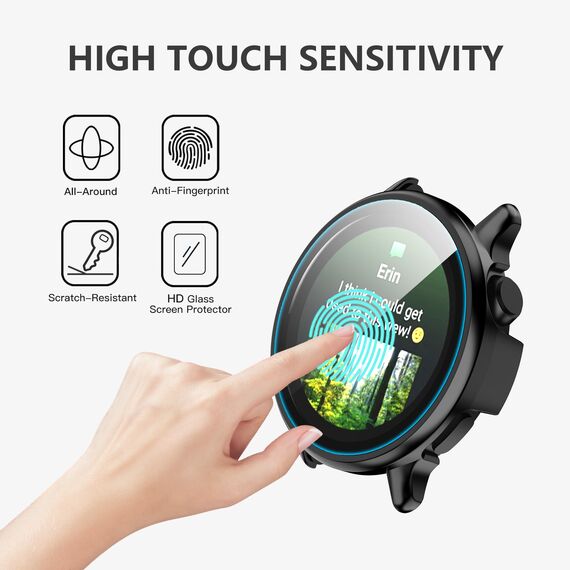 FDHYFGDY Hülle für Garmin Vivoactive 6 42mm Schutzhülle mit Displayschutz, Hard Anti Kratz Ultradünne, Schutzfolie Kompatibel mit Garmin Vivoactive 6 42mm - Transparent
