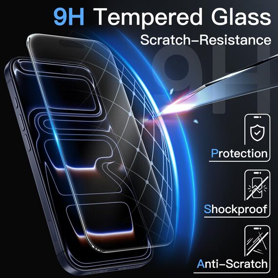 JETech Matt Schutzfolie für iPhone 17 Pro 6,3 Zoll, Blendfreies 9H Gehärtetes Glas Displayschutz, Anti-Fingerabdruck, Glatt Berührung, Einfache Installation, 2 Stück