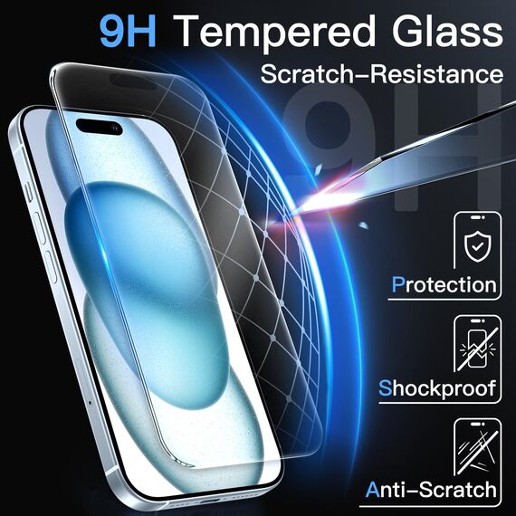 JETech Matt Schutzfolie für iPhone 15 Plus 6,7 Zoll, Blendfreies 9H Gehärtetes Glas Displayschutz, Anti-Fingerabdruck, Glatt Berührung, Einfache Installation, 2 Stück