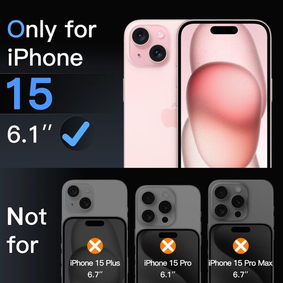 JETech Matt Schutzfolie für iPhone 15 6,1 Zoll, Blendfreies 9H Gehärtetes Glas Displayschutz, Anti-Fingerabdruck, Glatt Berührung, Einfache Installation, 2 Stück