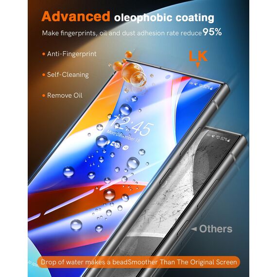 LK für Samsung Galaxy S24 Ultra Schutzfolie [Bahnbrechende Nano-Keramik] Displayschutzfolie [Militärischer Fallschutz] Vollabdeckung [Blasenfrei] Upgrade von Schutzfolie, 2 Stück