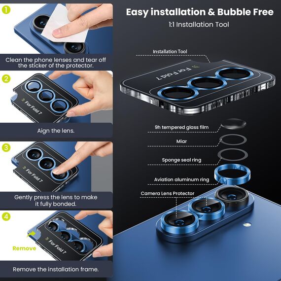 WSKEN für Samsung Galaxy Z Fold 7 Kameraschutz - 9H Härte Kratzfest Blasenfrei,HD Kamera Linse Metallglas Panzer Schutzfolie Displayschutz 5G Zubehör,Anti-Fingerabdruck,Handyhülle Freundlich,Titanium