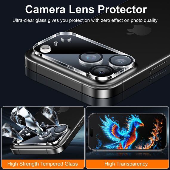 Esanik 2+2 Stück für iPhone 17 Pro für Panzerglas Matte, 2x Matte Schutzfolie mit 2x Kameraschutz, 9H Anti-Glare Displayschutz Folie, 2025-6,3 Zoll