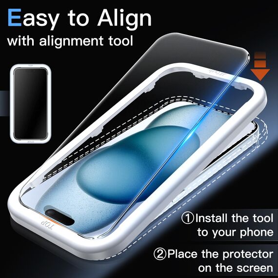 JETech Matt Schutzfolie für iPhone 15 Plus 6,7 Zoll, Blendfreies 9H Gehärtetes Glas Displayschutz, Anti-Fingerabdruck, Glatt Berührung, Einfache Installation, 2 Stück