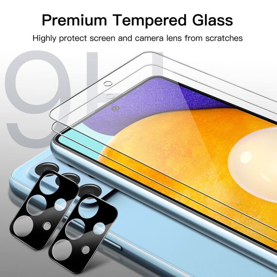 JETech Schutzfolie für Samsung Galaxy A52 / A52 5G / A52s 5G mit Kameraschutz, Panzer Schutz Glas Folie Displayschutz Kamera, HD Klar, 2 Stück Jeweils