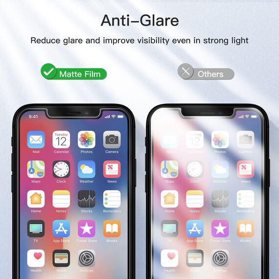 JETech Matt Schutzfolie für iPhone 11/iPhone XR 6,1 Zoll, Blendfreiem 9H Panzer Schutz Glas Folie Displayschutz, Anti Fingerabdruck Sanfte Berührung, 2 Stück