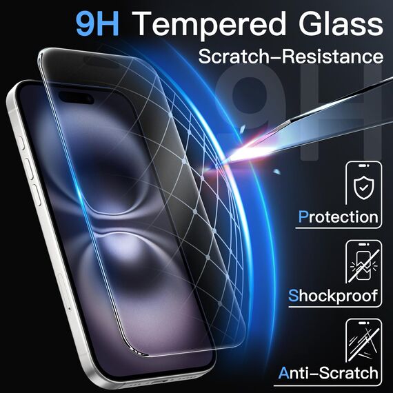 JETech Matt Schutzfolie für iPhone 16 6,1 Zoll, Blendfreies 9H Gehärtetes Glas Displayschutz, Anti-Fingerabdruck, Glatt Berührung, Einfache Installation, 2 Stück