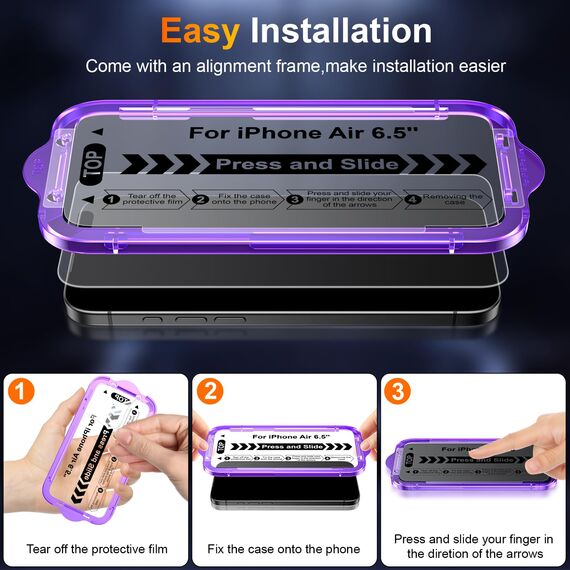 Ksleri 3 Stück für iPhone Air für Panzerglas Schutzfolie Matt, Anti Reflective Anti-Fingerabdruck Gehärtete Schutzglas, 9H Matte Folie Displayschutz mit Einfaches Auto-Installationswerkzeug