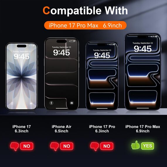 Ksleri 3 Stück für iPhone 17 Pro Max für Panzerglas Schutzfolie Matt, Anti Reflective Anti-Fingerabdruck Gehärtete Schutzglas, 9H Matte Folie Displayschutz mit Einfaches Auto-Installationswerkzeug