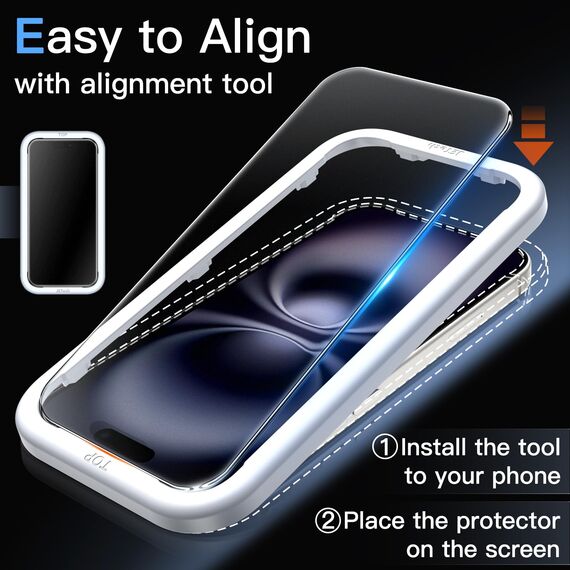 JETech Matt Schutzfolie für iPhone 16 6,1 Zoll, Blendfreies 9H Gehärtetes Glas Displayschutz, Anti-Fingerabdruck, Glatt Berührung, Einfache Installation, 2 Stück