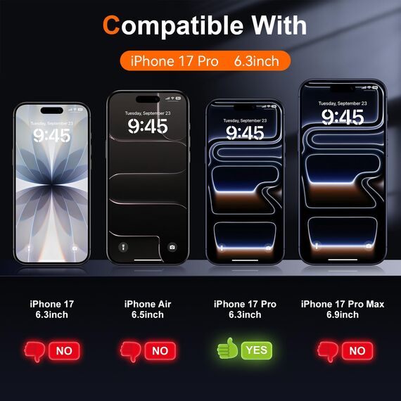 Ksleri 3 Stück für iPhone 17 Pro für Panzerglas Schutzfolie Matt, Anti Reflective Anti-Fingerabdruck Gehärtete Schutzglas, 9H Matte Folie Displayschutz mit Einfaches Auto-Installationswerkzeug