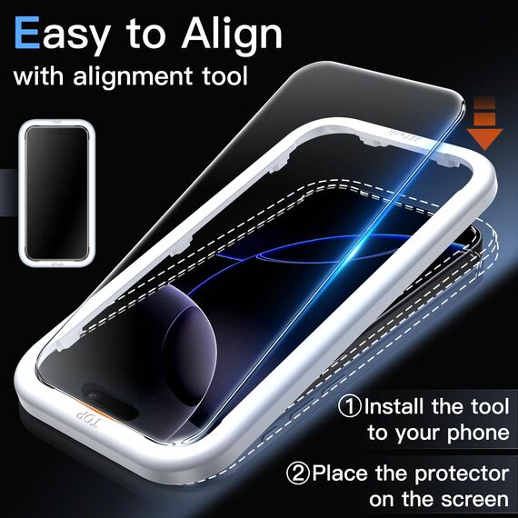 JETech Matt Schutzfolie für iPhone 16 Pro 6,3 Zoll, Blendfreies 9H Gehärtetes Glas Displayschutz, Anti-Fingerabdruck, Glatt Berührung, Einfache Installation, 2 Stück