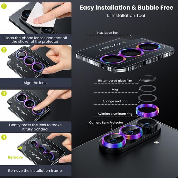 WSKEN für Samsung Galaxy Z Fold 7 Kameraschutz - 9H Härte Kratzfest Blasenfrei,HD Kamera Linse Metallglas Panzer Schutzfolie Displayschutz 5G Zubehör,Anti-Fingerabdruck,Handyhülle Freundlich,Titanium