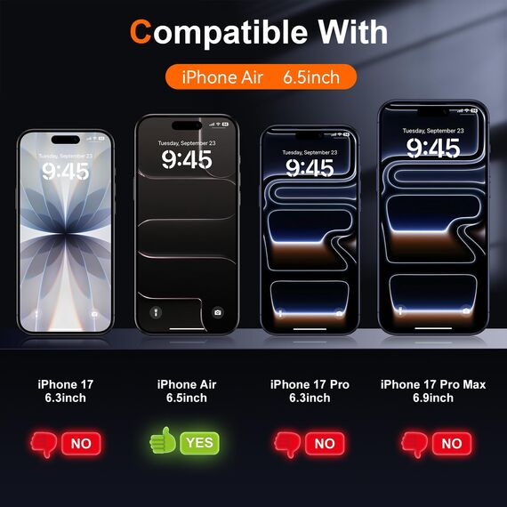 Ksleri 3 Stück für iPhone Air für Panzerglas Schutzfolie Matt, Anti Reflective Anti-Fingerabdruck Gehärtete Schutzglas, 9H Matte Folie Displayschutz mit Einfaches Auto-Installationswerkzeug
