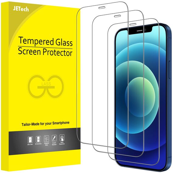 JETech Schutzfolie für iPhone 12/12 Pro 6,1 Zoll, 9H Gehärtetes Glas Displayschutz Hat Keinen Einfluss auf die Hülle, Panzer HD Klar, 3 Stück