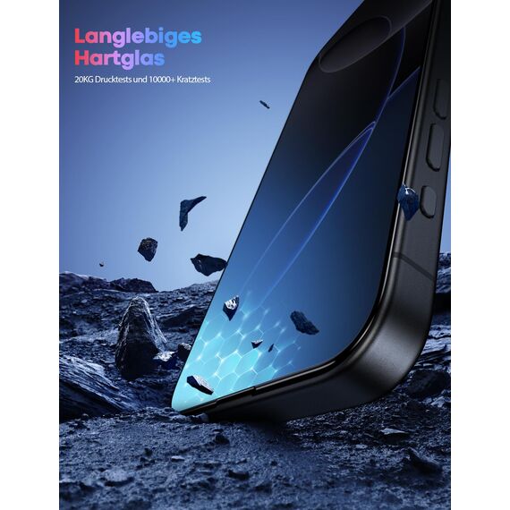 Lamicall für iPhone 16 Pro Max Schutzfolie, [2 Stück] Schutzglas - Anti-Fingerprint Displayschutz mit Montagerahmen, 9H Härte Folie, Kratzfest Glas für iPhone 16 Pro Max