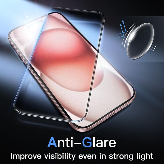 JETech Matt Schutzfolie für iPhone 15 6,1 Zoll, Blendfreies 9H Gehärtetes Glas Displayschutz, Anti-Fingerabdruck, Glatt Berührung, Einfache Installation, 2 Stück