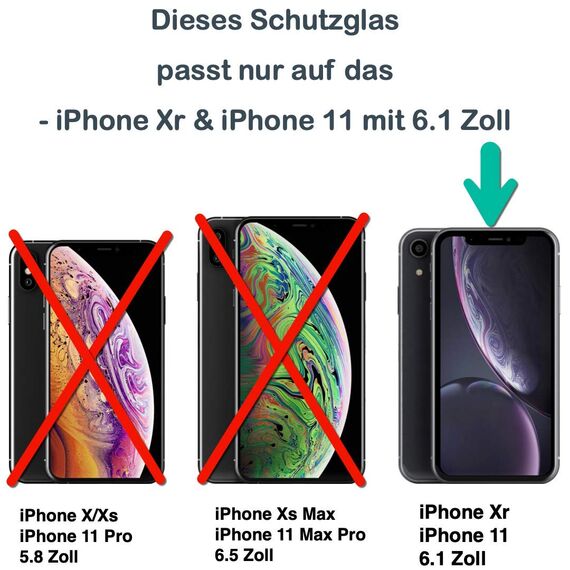 XeloTech Premium Schutzglas für iPhone Xr oder iPhone 11 [3xStück] - hochwertiger Displayschutz - robuste Schutzfolie aus Panzerglas - 9H+ Glasfolie