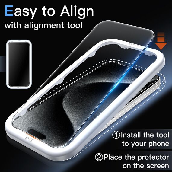 JETech Matt Schutzfolie für iPhone 15 Pro 6,1 Zoll, Blendfreies 9H Gehärtetes Glas Displayschutz, Anti-Fingerabdruck, Glatt Berührung, Einfache Installation, 2 Stück