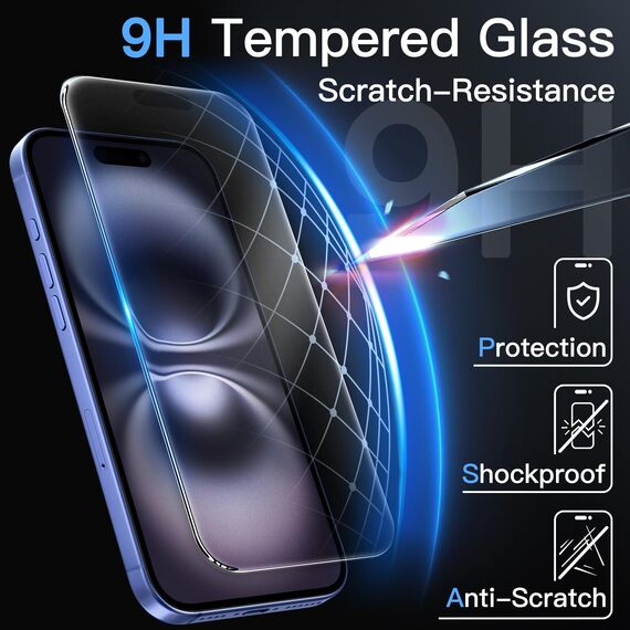JETech Matt Schutzfolie für iPhone 16 Plus 6,7 Zoll, Blendfreies 9H Gehärtetes Glas Displayschutz, Anti-Fingerabdruck, Glatt Berührung, Einfache Installation, 2 Stück