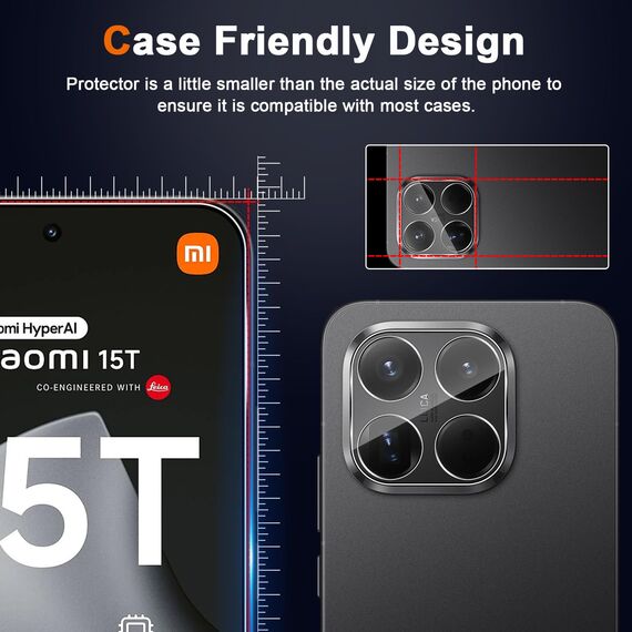 Aerku Schutzfolie für Xiaomi 15T für Panzerglas, 3 Stück 9H Härte Folie und 2 Stück Ultra-Klar Kameraschutz, 0.33mm Anti-Kratzen Displayschutz, Anti-Bläschen Schutzglas Displayschutzfolie