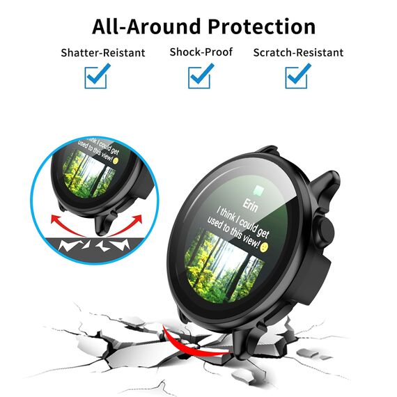 FDHYFGDY Hülle für Garmin Vivoactive 6 42mm Schutzhülle mit Displayschutz, Hard Anti Kratz Ultradünne, Schutzfolie Kompatibel mit Garmin Vivoactive 6 42mm - Transparent
