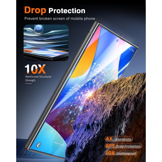 LK für Samsung Galaxy S24 Ultra Schutzfolie [Bahnbrechende Nano-Keramik] Displayschutzfolie [Militärischer Fallschutz] Vollabdeckung [Blasenfrei] Upgrade von Schutzfolie, 2 Stück