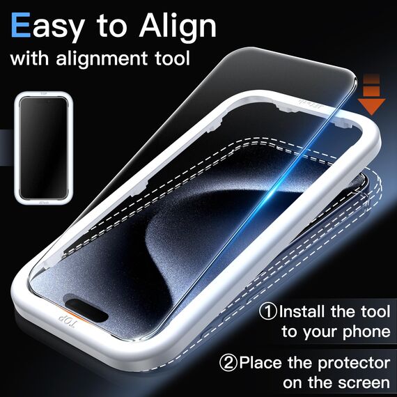 JETech Matt Schutzfolie für iPhone 15 Pro Max 6,7 Zoll, Blendfreies 9H Gehärtetes Glas Displayschutz, Anti-Fingerabdruck, Glatt Berührung, Einfache Installation, 2 Stück