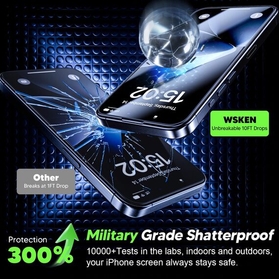 WSKEN für iPhone 15 Pro Max für Folie - [Automatische Staubentfernung] Anti Reflexion 9H Härte HD-Klar Schutzfolie Full Screen Displayschutz Folie,Anti-Fingerabdruck,Bläschenfrei,2 Stück