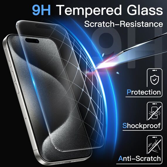 JETech Matt Schutzfolie für iPhone 15 Pro 6,1 Zoll, Blendfreies 9H Gehärtetes Glas Displayschutz, Anti-Fingerabdruck, Glatt Berührung, Einfache Installation, 2 Stück