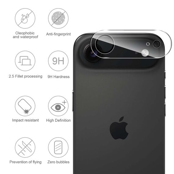 GEEMEE für iPhone 17 AIR/iPhone Air 2025 für Panzerglas Kameraschutz, 9H Filmhärte Gehärtetem Kamera Schutzfolie (Schwarz), 2.5D HD Anti- Kratzer Blasenfrei Hohe Empfindlichkeit schutzfolie- 2 Pack