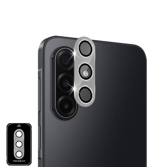 GEEMEE Glitzer Kameraschutz für Samsung Galaxy A17 für Panzerglas, 9H Anti-Kratzer Metall individuelle Linsen Schutzfolien, HD Klar Kamera Schutz Zubehör - Glänzendes Silber
