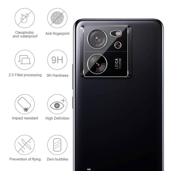 GEEMEE 3-Stück für Xiaomi Mi 13T/Xiaomi 13T Pro Kamera für Panzerglas Schutzfolie, 9H Härte HD-Klare Anti- Kratzer Kamera Displayschutzfolie, 2.5D Blasenfrei Folie Gehärtetes Glas Kameraschutz.